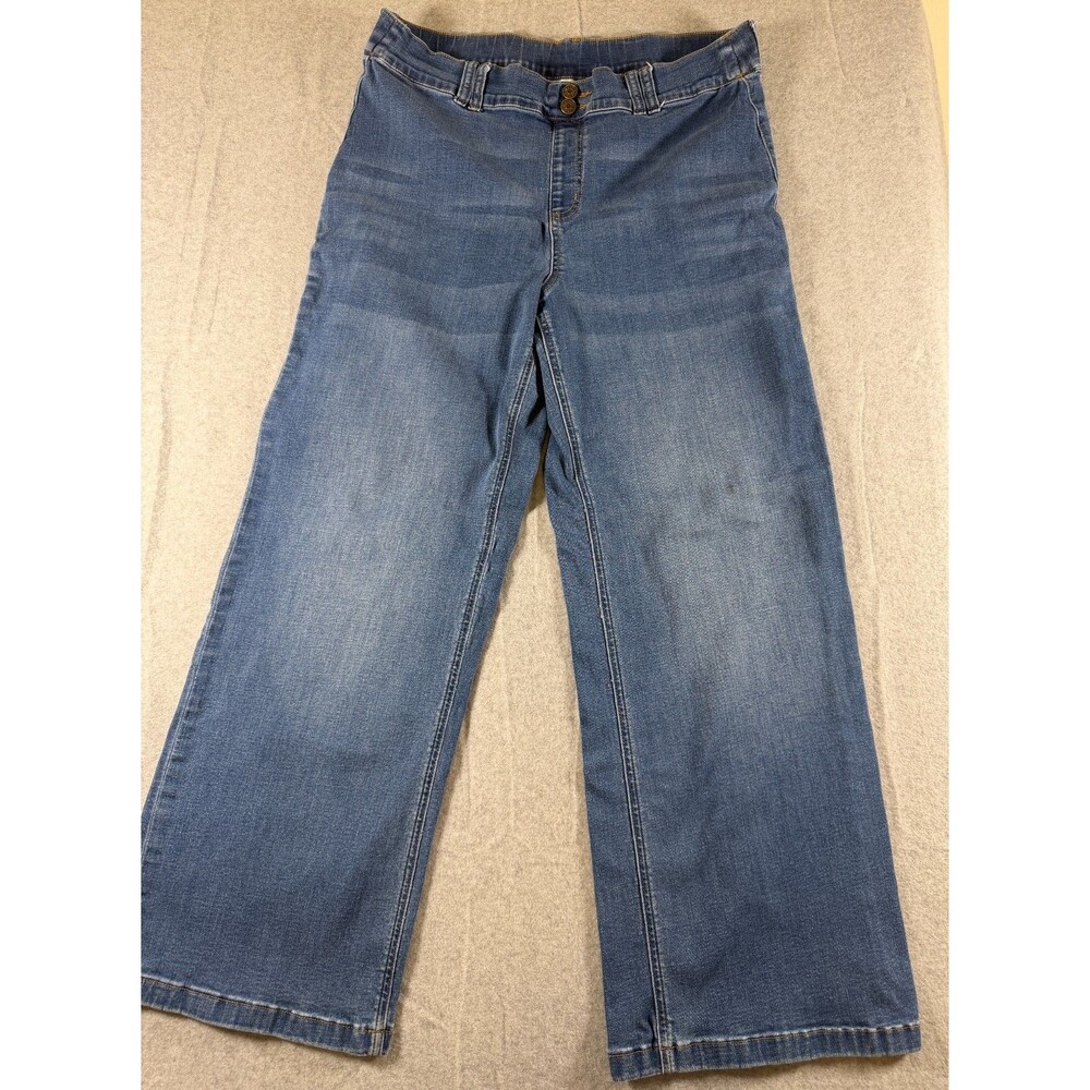 Denim & Co. Easy Stretch Wide Leg Jeans Sz 16 Real Pockets Comfy, Pull On SKU132